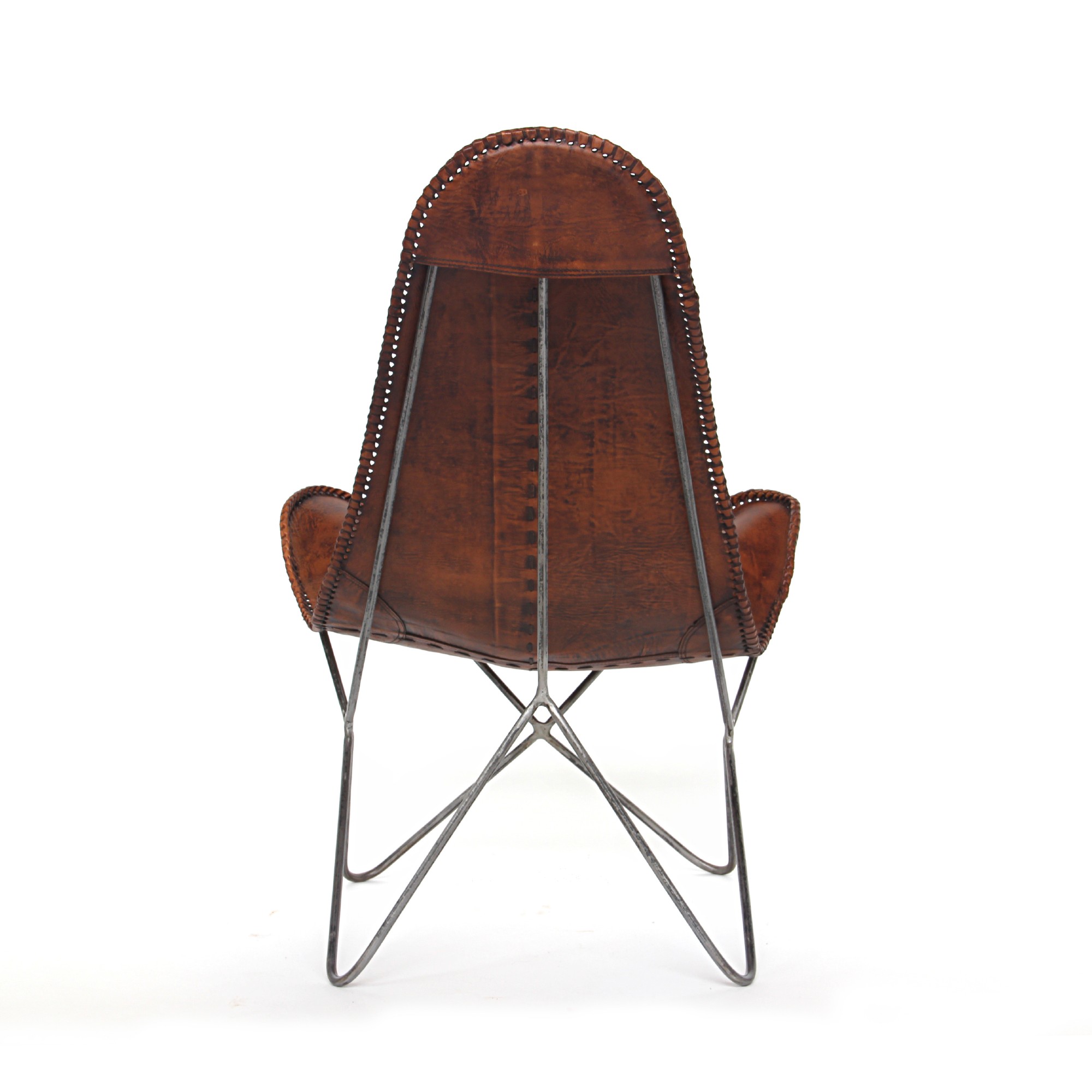 Lounger 'Nick', cognac, vernickelt, T 69 cm, B 83 cm, H 100 cm von fischer's lagerhaus