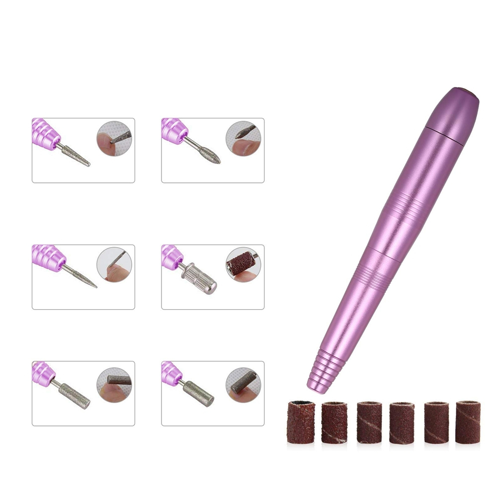 (12in1) Elektrische USB Nagelfräse Nagelpflege Polierwerkzeug Maniküre Pediküre Set - Lila