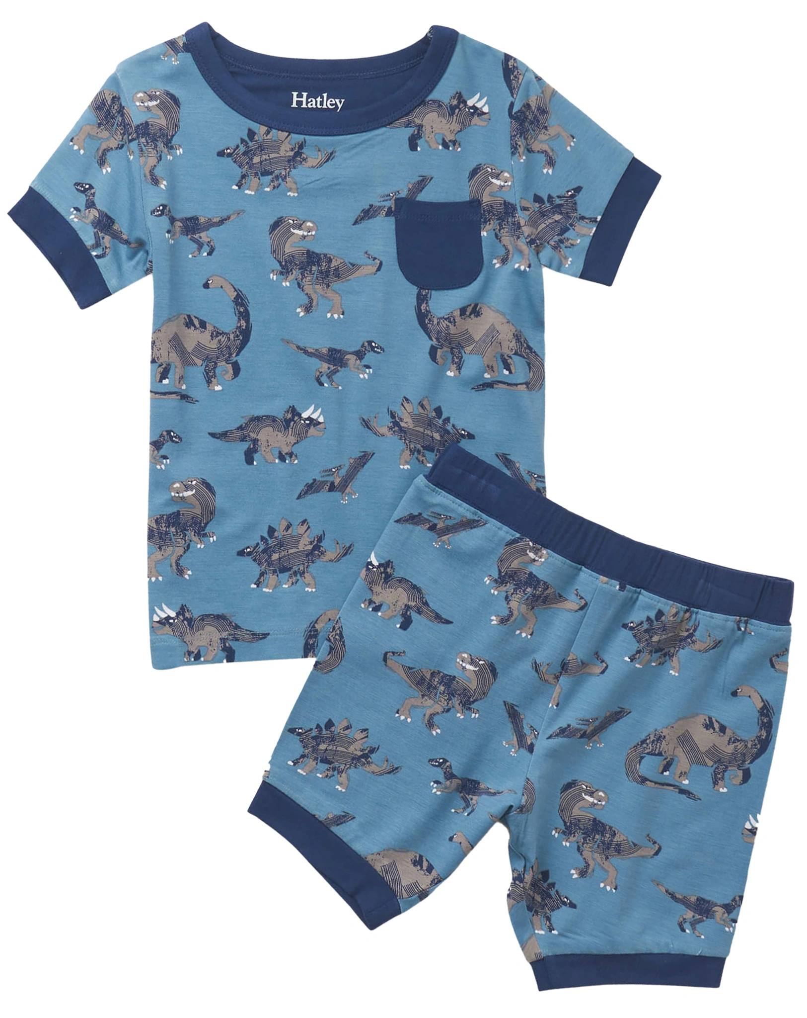 Schlafanzug DINOSAURIER kurz in blue heaven