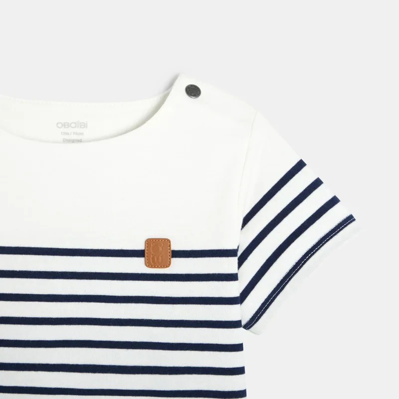 T-shirt marinière bleu bébé garçon Bleu