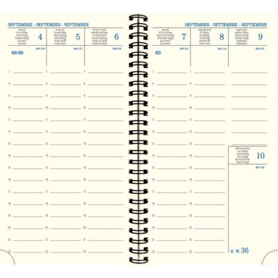 Agenda de poche spiralé 16 mois Casual - 1 semaine sur 2 pages - 9 x 16 cm - bleu foncé - Exacompta