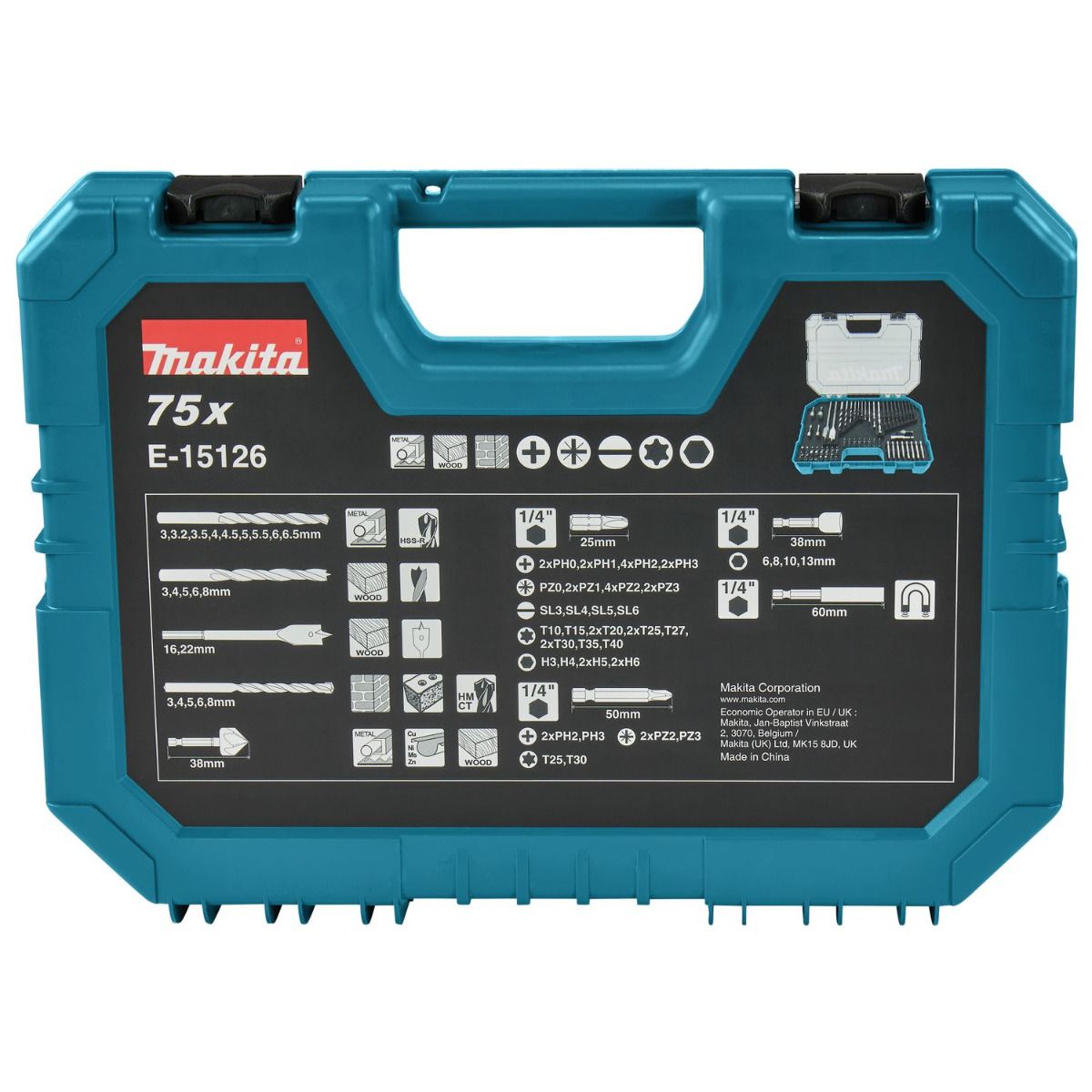 Makita E-15126 Boor- en schroefbitset 75-delig in koffer