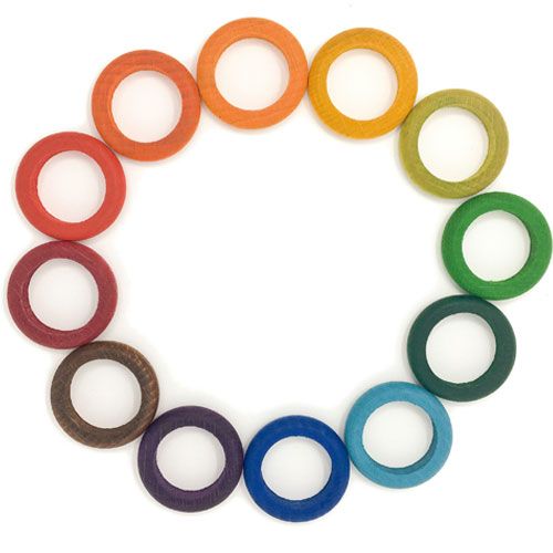 Grapat ringen regenboog 4,5 cm - 12 kleuren (12st)
