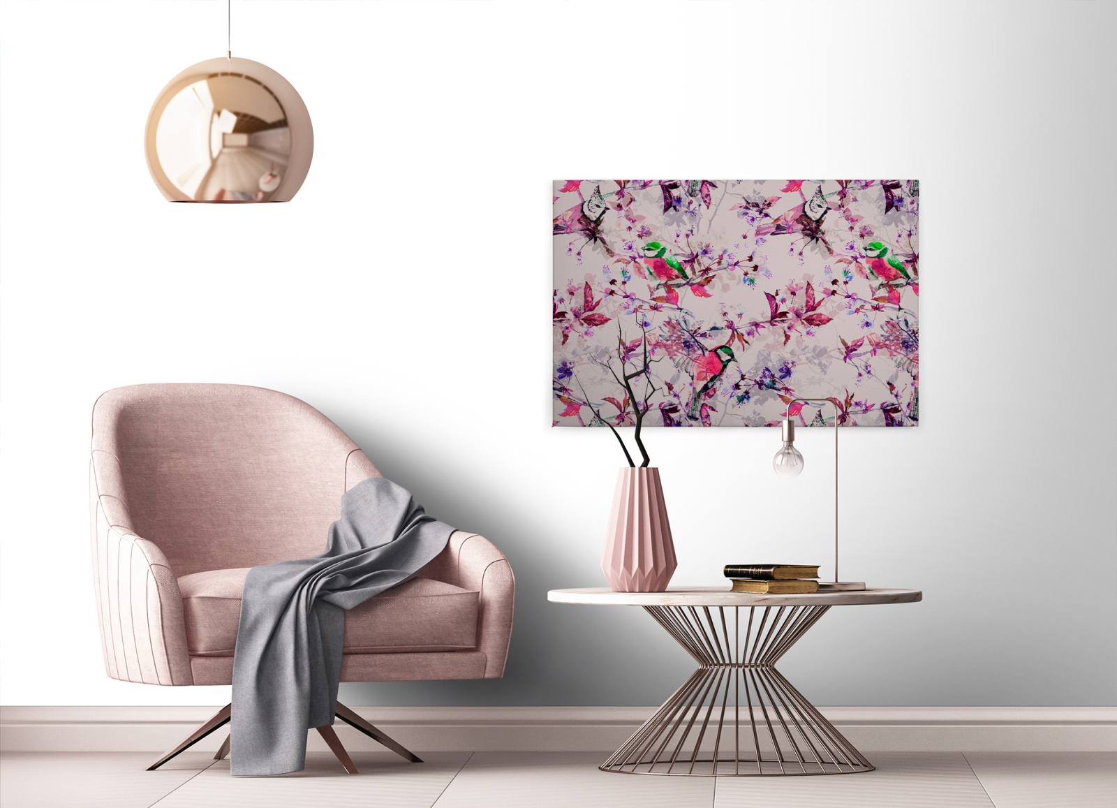 Leinwandbild VÖGEL - lila - 90x60 cm