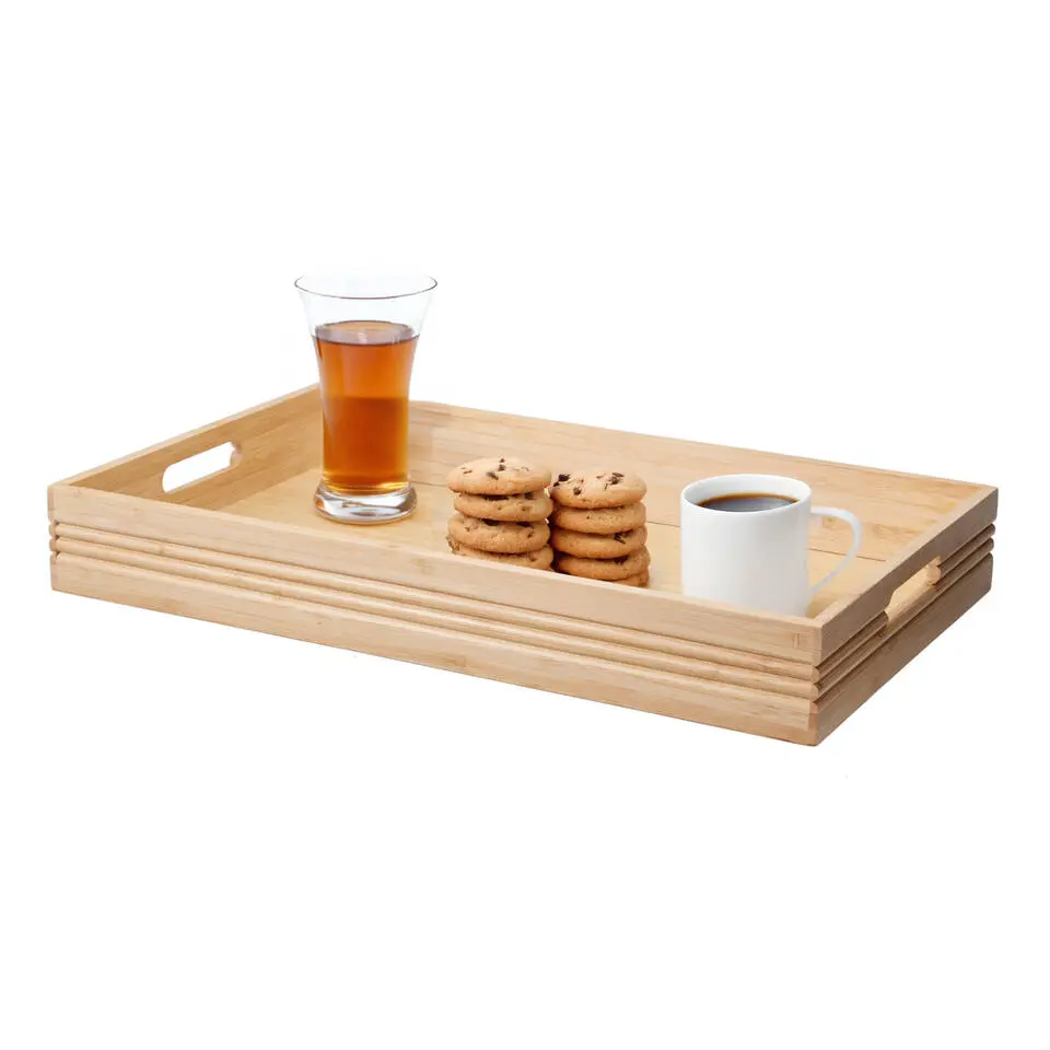 Excellent Houseware dienblad - bamboe - 50 x 30 x 6 cm - naturel