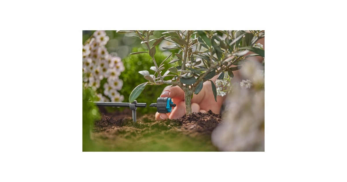 GARDENAVerstelbare Einddruppelaar, drukcompenserend. druppelaar  (Zwart/turquoise, 5 Stuks)