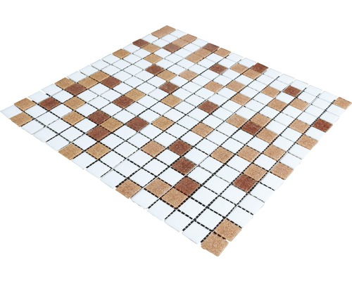Glasmozaïek mix wit en bruin 30,5 x 32,5 cm