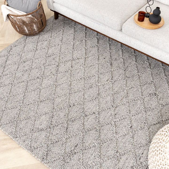 Wol gevlochten vloerkleed - Knit Grijs | Top kwaliteit