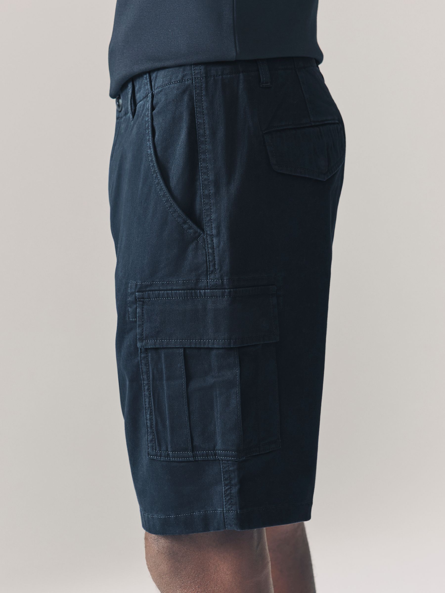 Marineblauw/antraciet - Stretchy Korte cargobroek