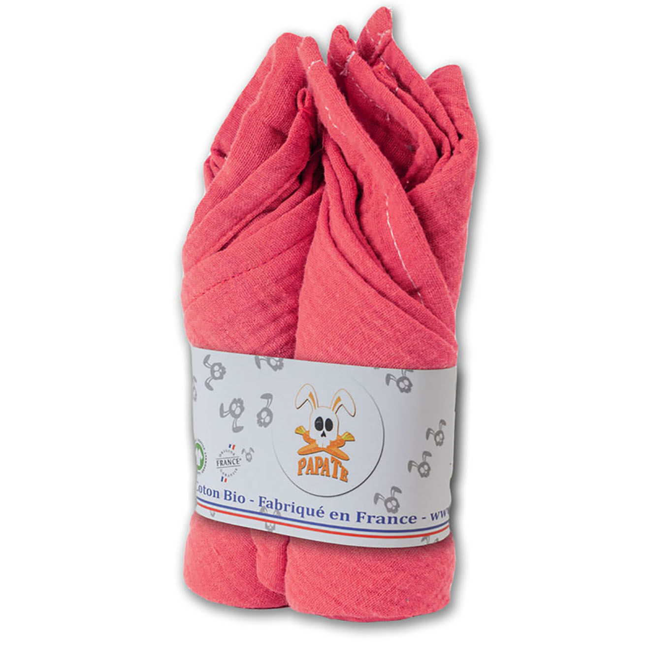 Papate Lange en Coton Bio fraise - 50x50 cm