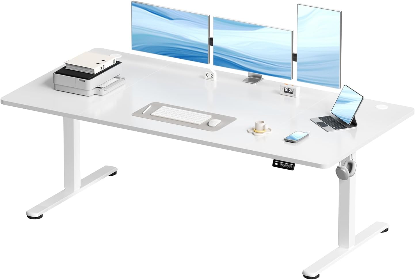 Devoko Elektrisch Höhenverstellbarer Schreibtisch 180 x 80cm, Stabiler Schreibtisch Höhenverstellbar Tisch, Steh-Sitz Bürotisch, Computertisch mit Memory-Funktion, Stehpult, Standing Desk, Weiß