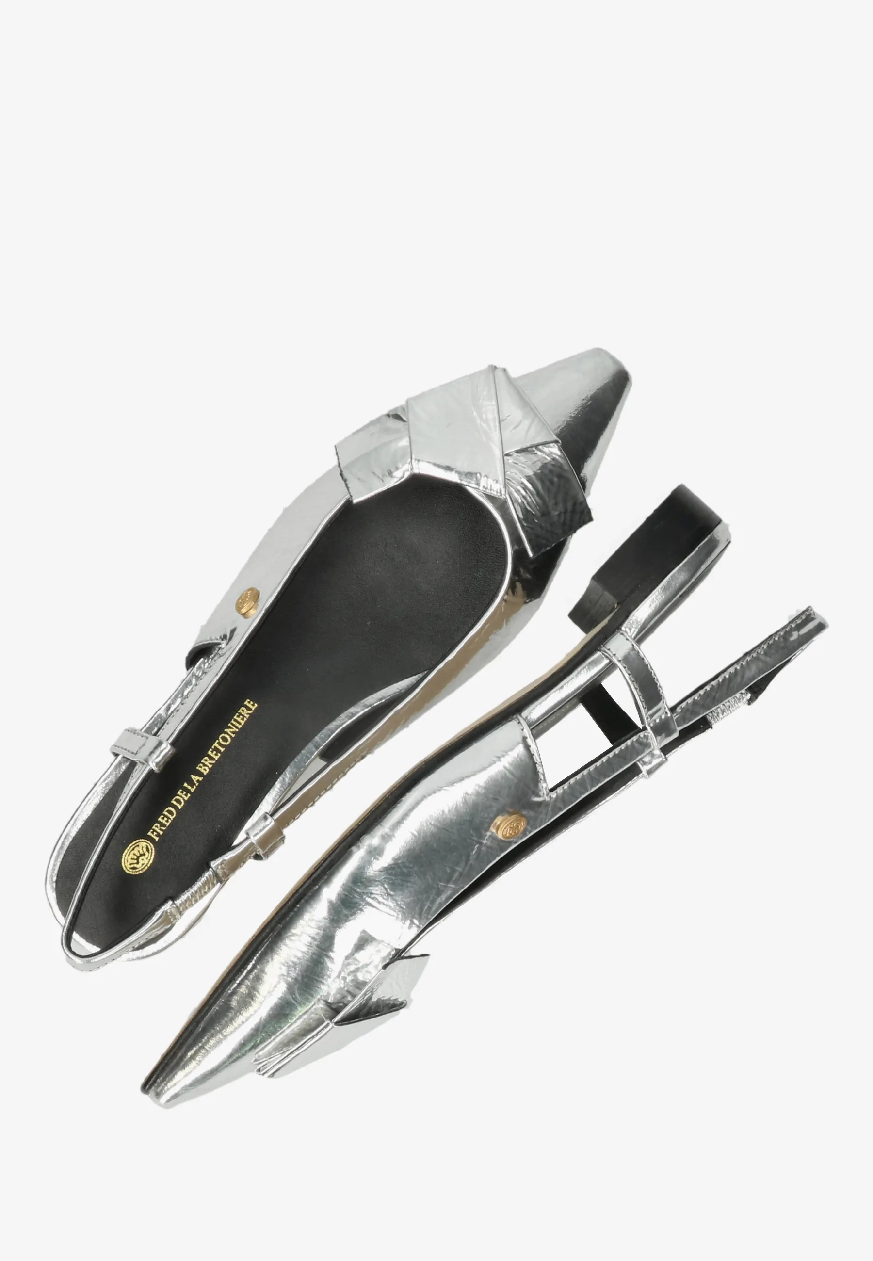 ELISSE SLING metallic crinkle leather Silver