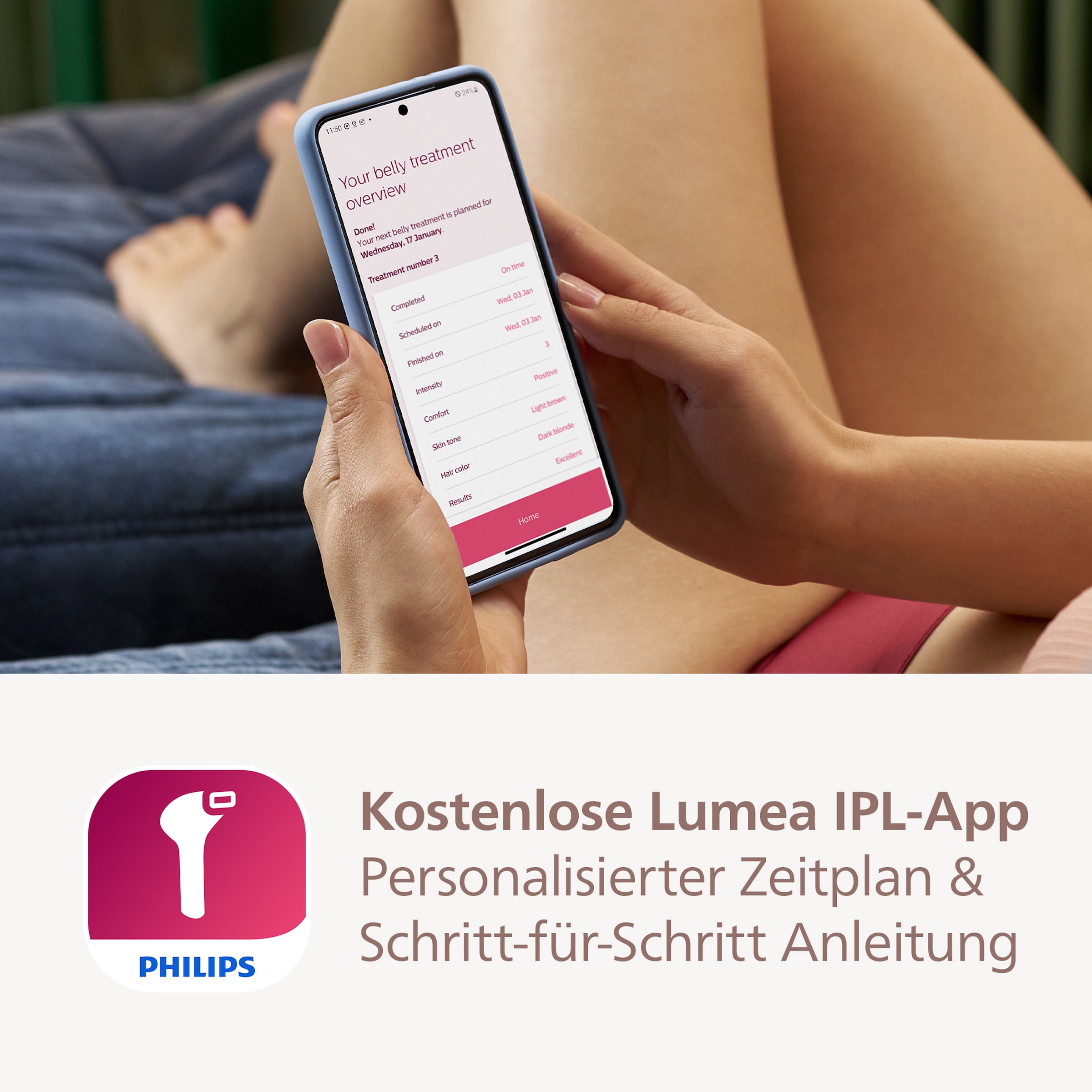 Philips IPL-Haarentferner »Lumea S8000 BRI947/00« 450.000 Lichtimpulse 4 Aufsätze (Achseln, Bikinizone, Körper und Gesicht)