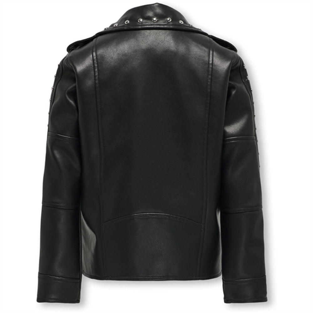 Black Sia Studded Faux Læder Biker Jakke