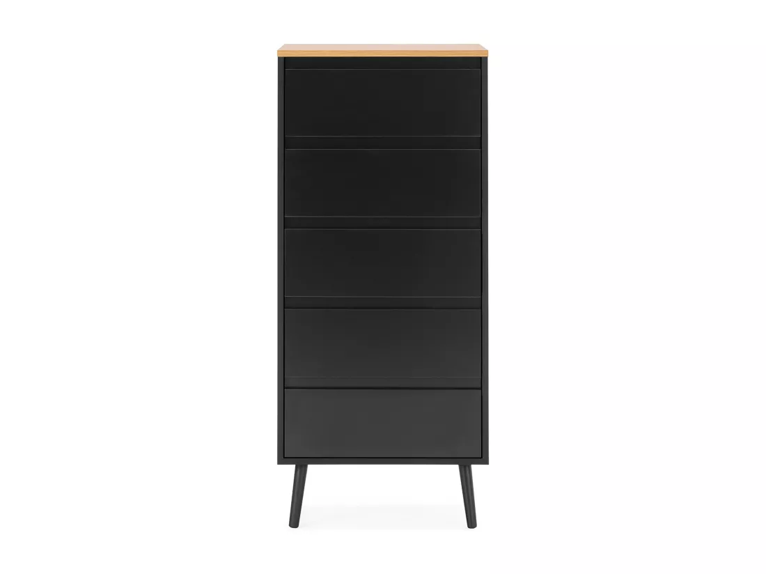 Commode haute Desi 5 tiroirs couleur Noir