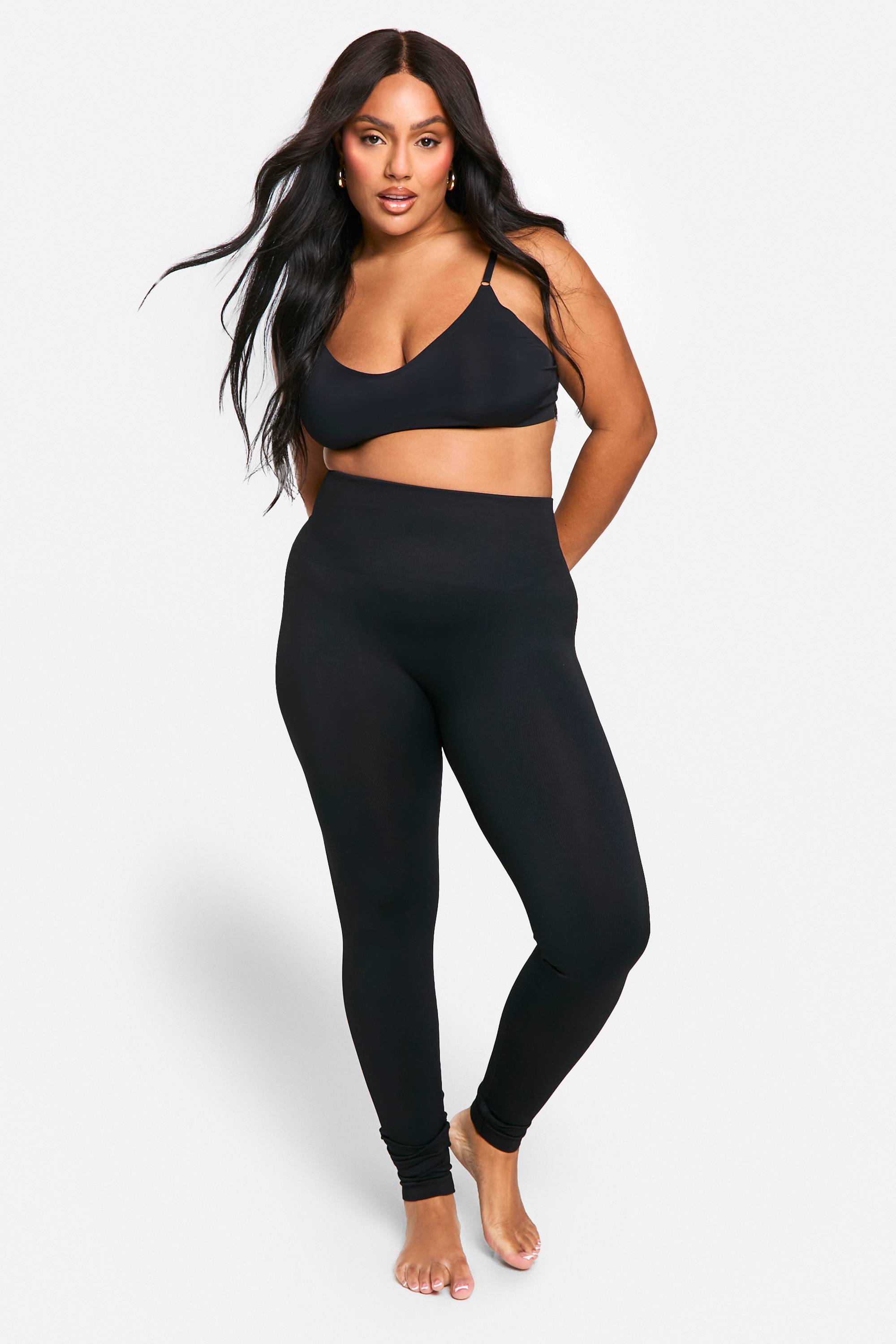 boohoo Grande taille - Legging côtelé sans coutures