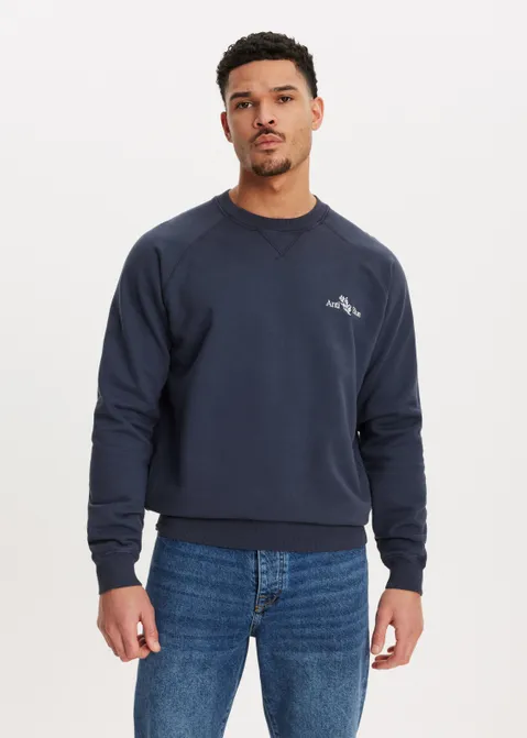 Sweater met geborduurde tekst blauw (BLW)