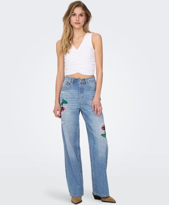 ONLY high waist wide leg jeans light blue denim