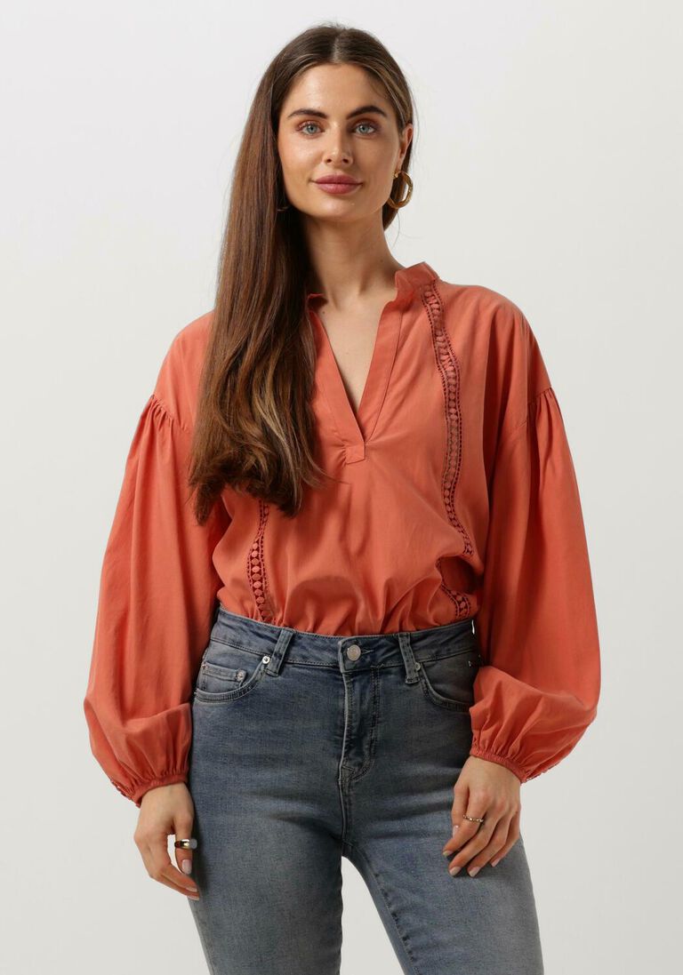 SUMMUM oranje summum blouse top lace accent tencel/cotton