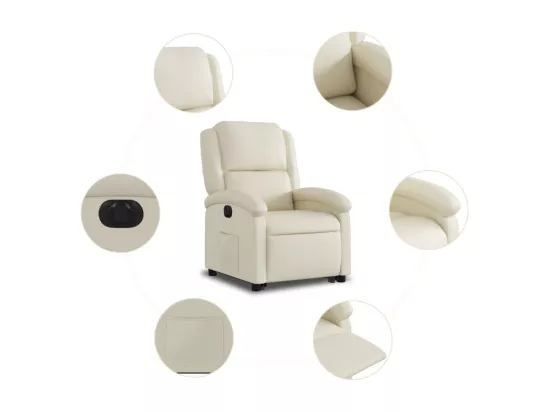 Fauteuil inclinable électrique crème similicuir