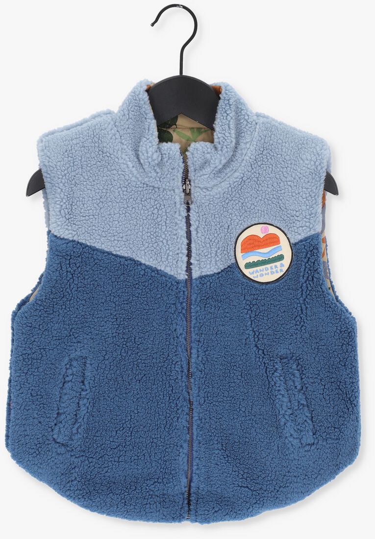 WANDER & WONDER blauwe wander & wonder bodywarmer reversible fleece vest