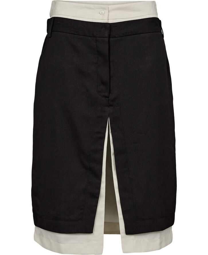 REMAIN Two Layer Midi Skirt Black
