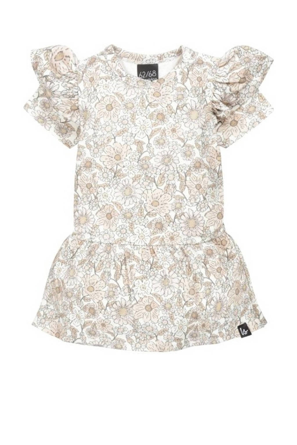 Babystyling gebloemde baby jurk wit/beige