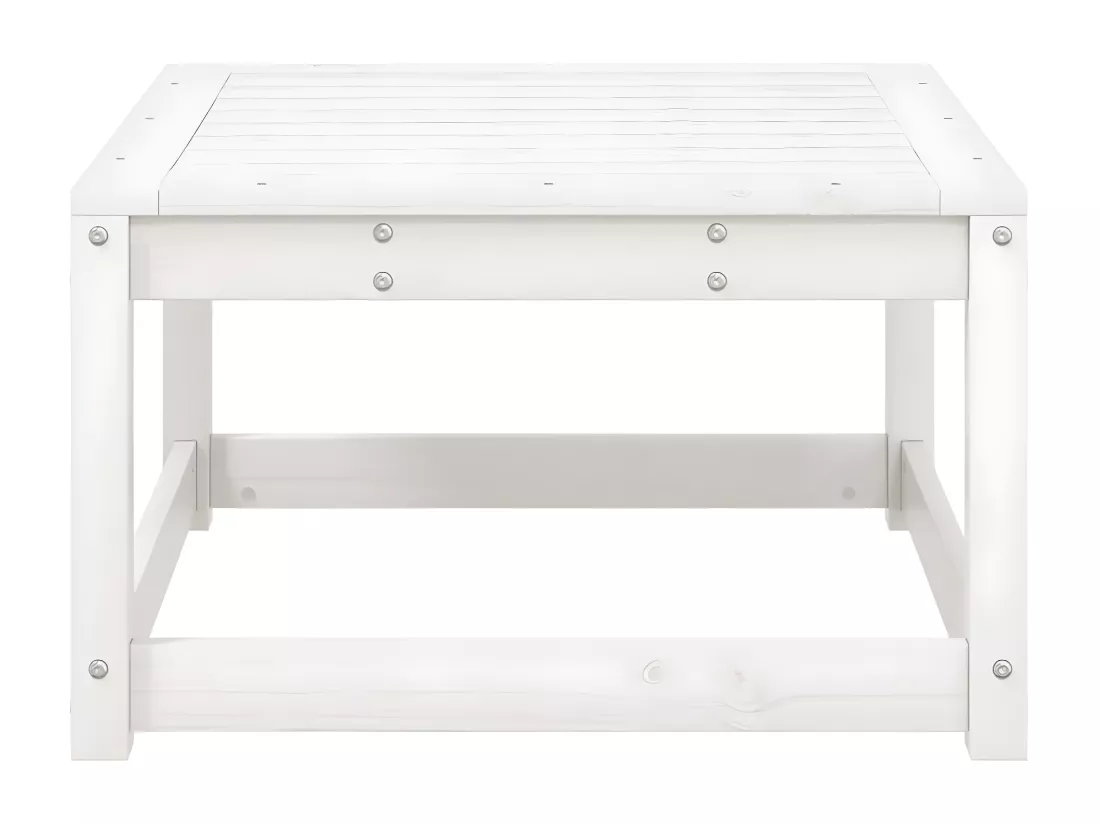 Repose-pied de jardin blanc bois de pin massif