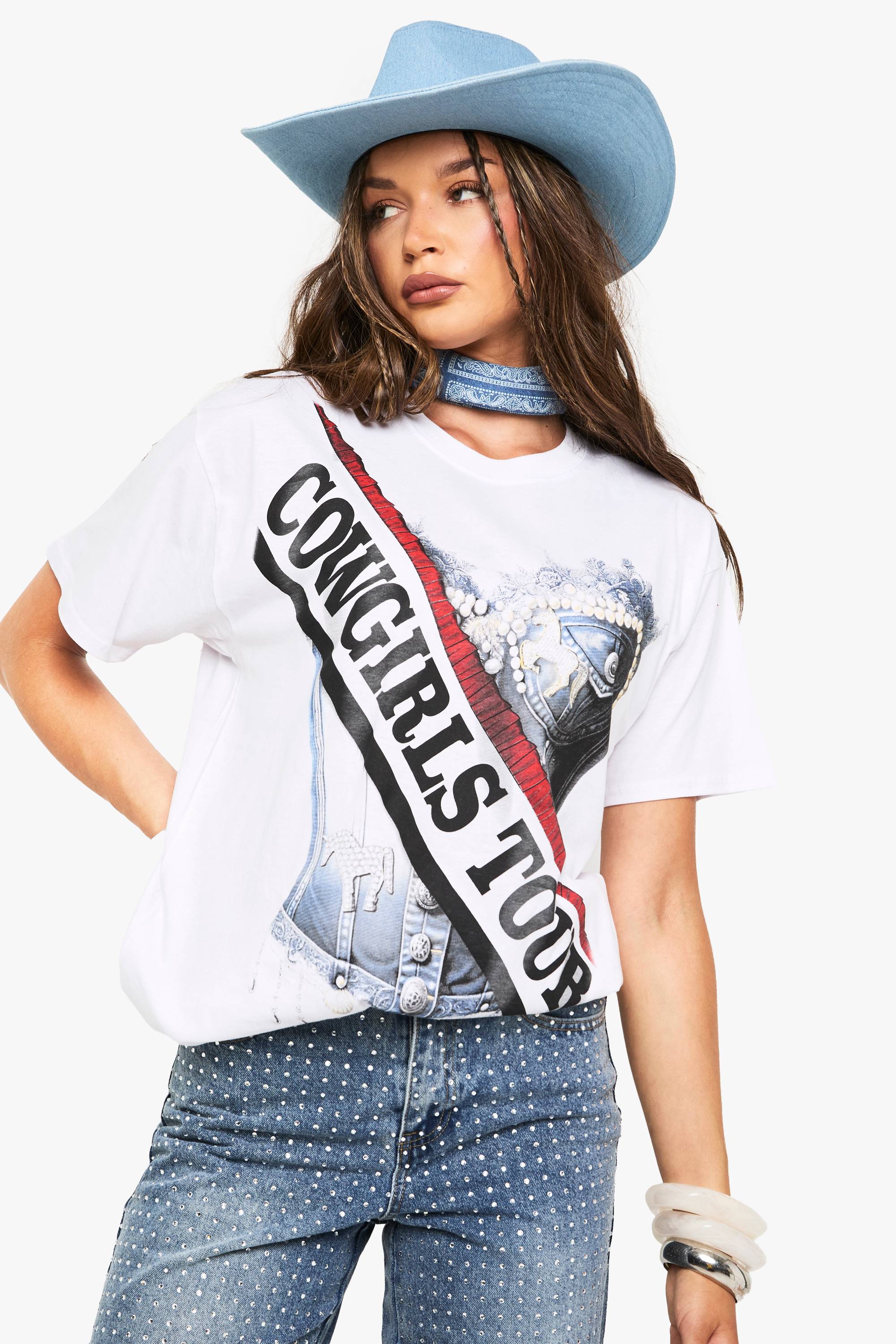 boohoo T-shirt imprimé Cowgirls Corset and Sash