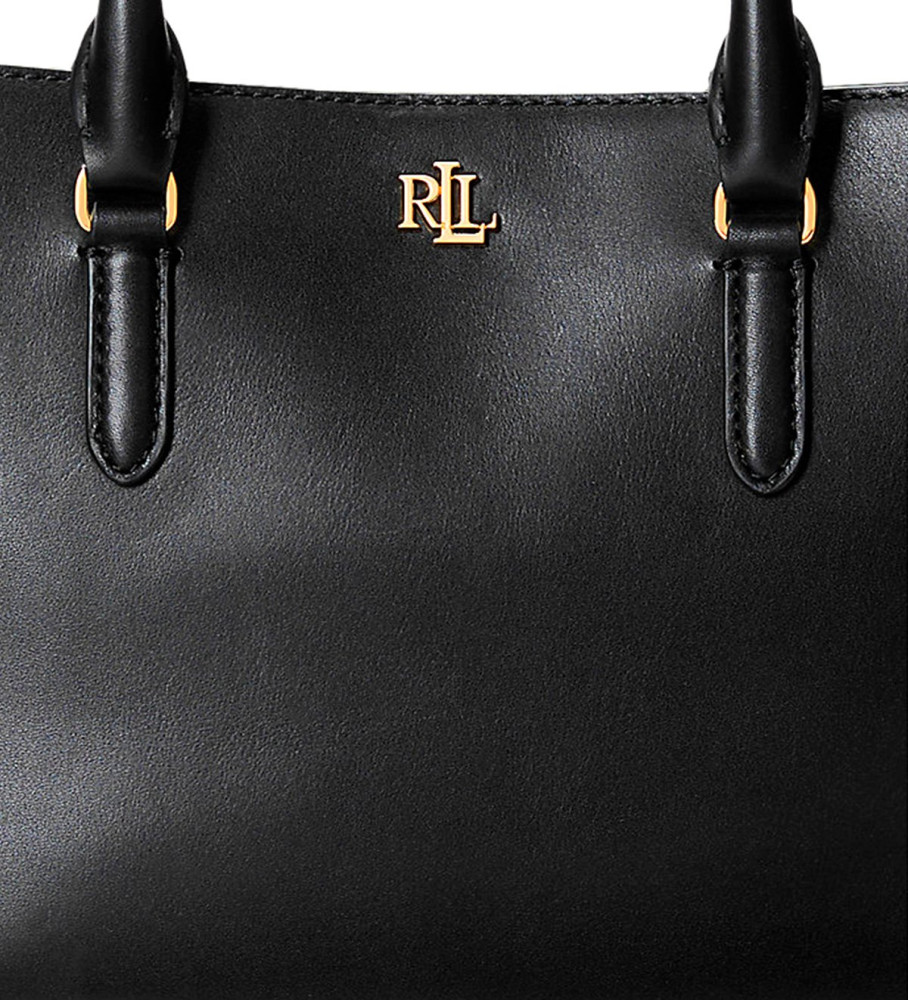 Bolsa Ralph Lauren Marcy Satchel em couro preto