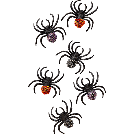 Halloween edderkopper 7 cm 6 pak - multifarvet