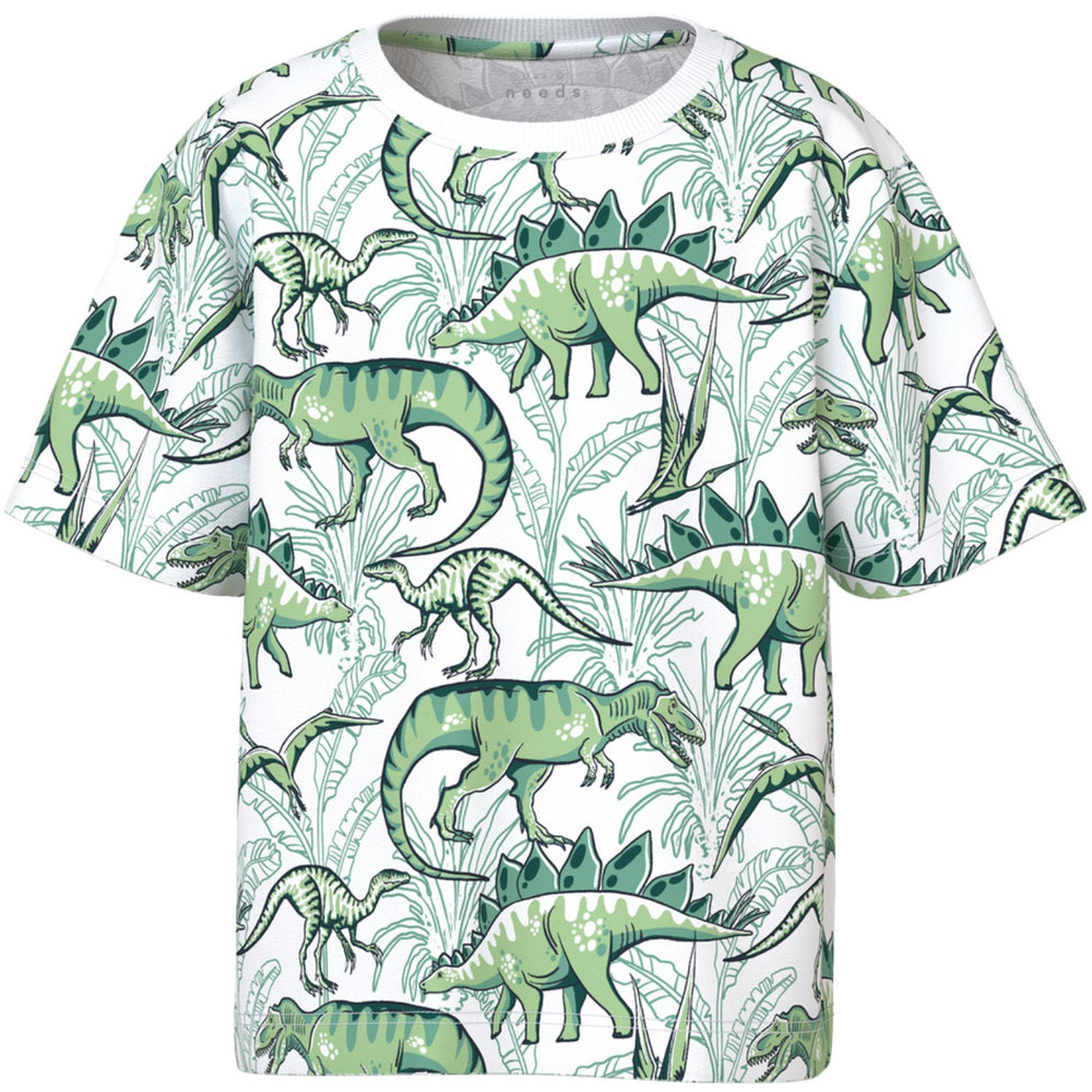 Køb Name It Bright White Palm Dino Valther Regular T-Shirt