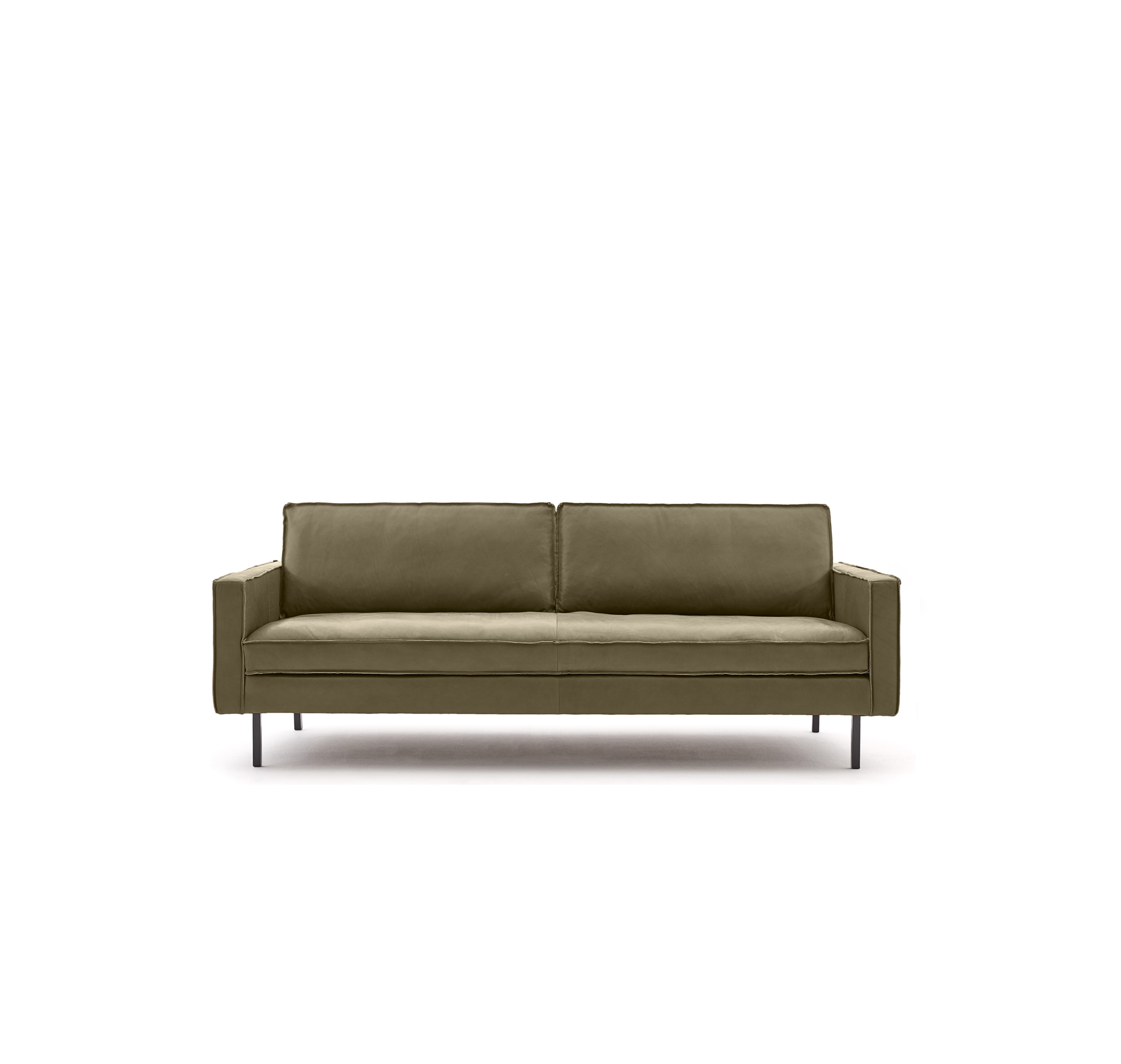 Loods 5 Design 3,5-zitsbank Slimm Leer Outside 3,5 Zits - 215 cm | PGC Sauvage Olive | Poten: Zwart