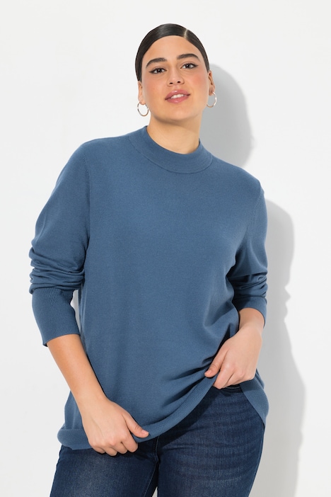 Pullover, Stehkragen, Langarm, Rippbündchen