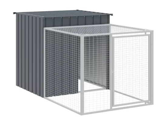 Poulailler avec cour anthracite 110x813x110 cm acier galvanisé
