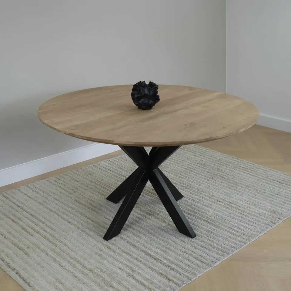 QUVIO Eettafel Sofia - Rond - Ø130 - Kruispoot - Naturel