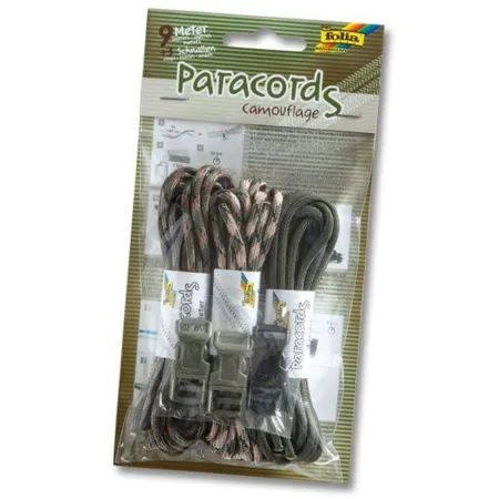 Folia Paracord Set Camouflage, 3 Schnüre à 3 m und 3 Verschlüsse