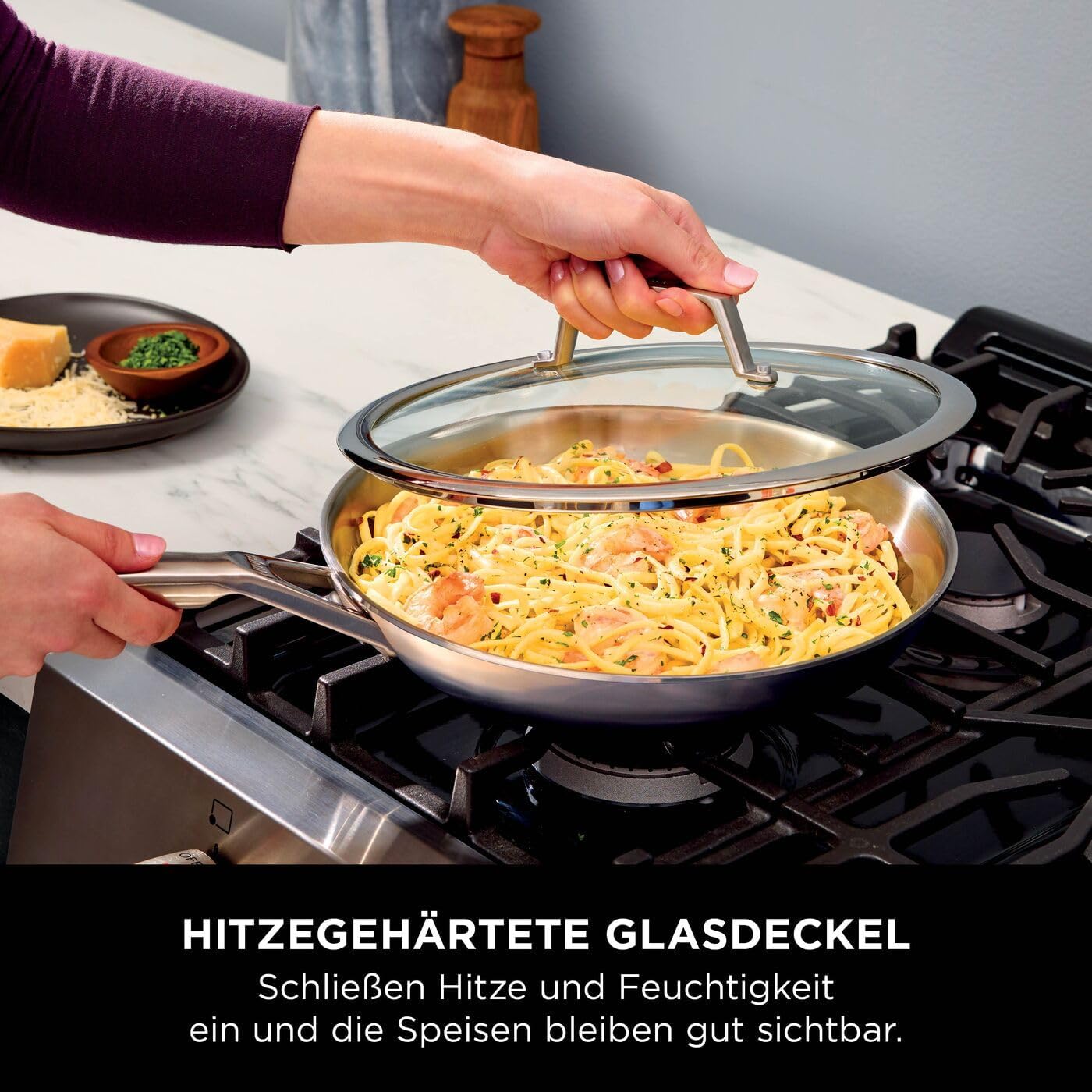 Ninja EverClad Edelstahl-Pfanne (28 cm), geeignet für alle Herdarten, einschließlich Induktion, ofenfest bis 300 °C, Durchgehender Induktionsboden, C90028EUI
