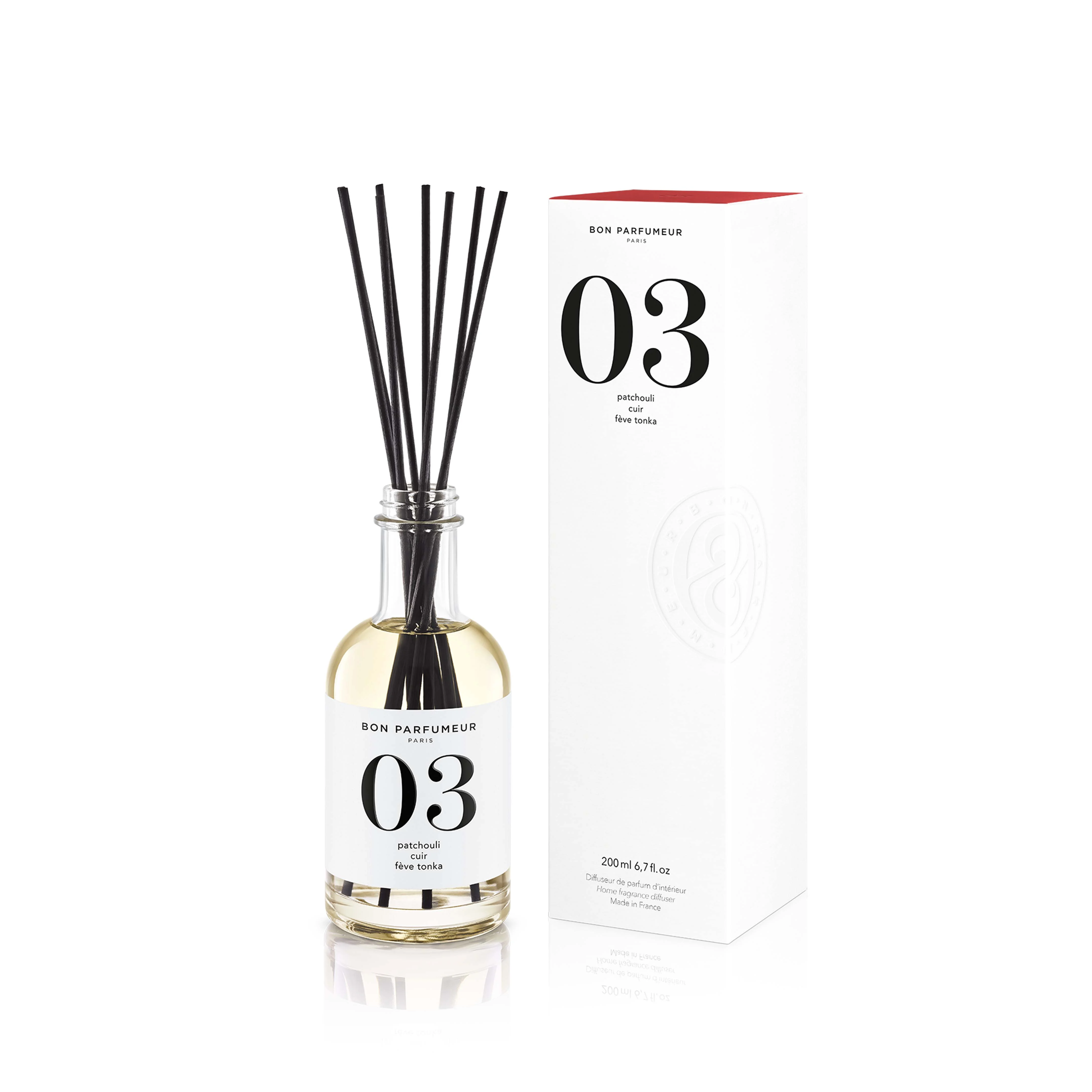 Diffuseur 03 patchouli cuir fève tonka |