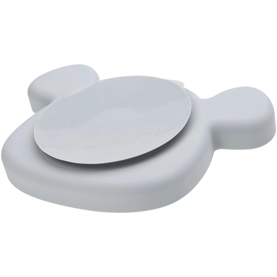 Lässig Silikon Geschirrset mit Lätzchen Little Chums 3er Set grau