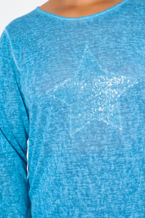 T-Shirt, Basic Fit, Pailletten-Stern, Langarm