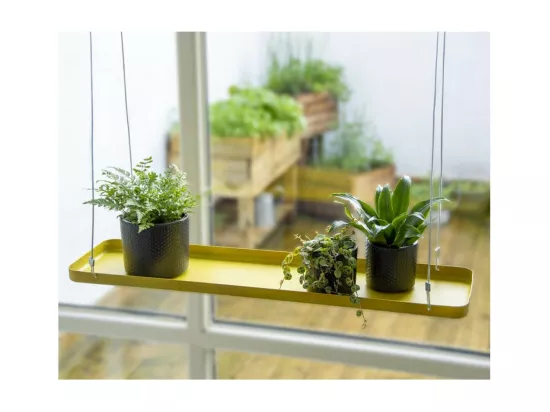 Support à plantes rectangulaire à suspendre doré Longueur de 58 cm