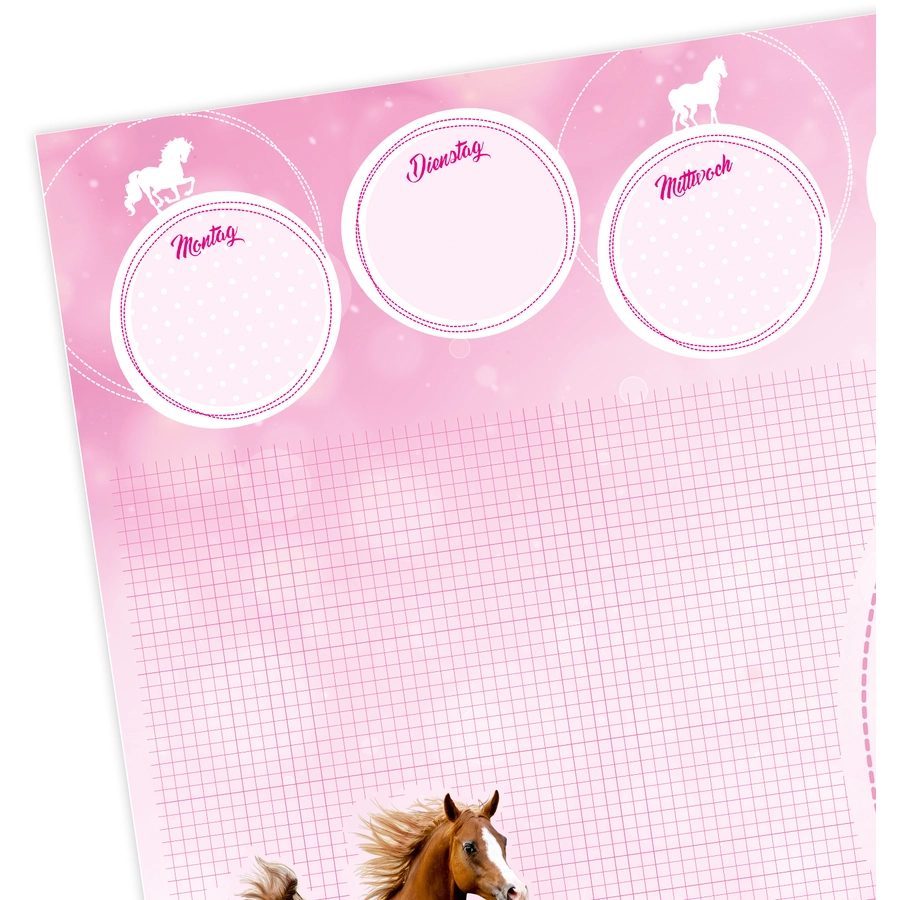 Nikima Papierunterlage A2 Schreibtischunterlage Pferde rosa