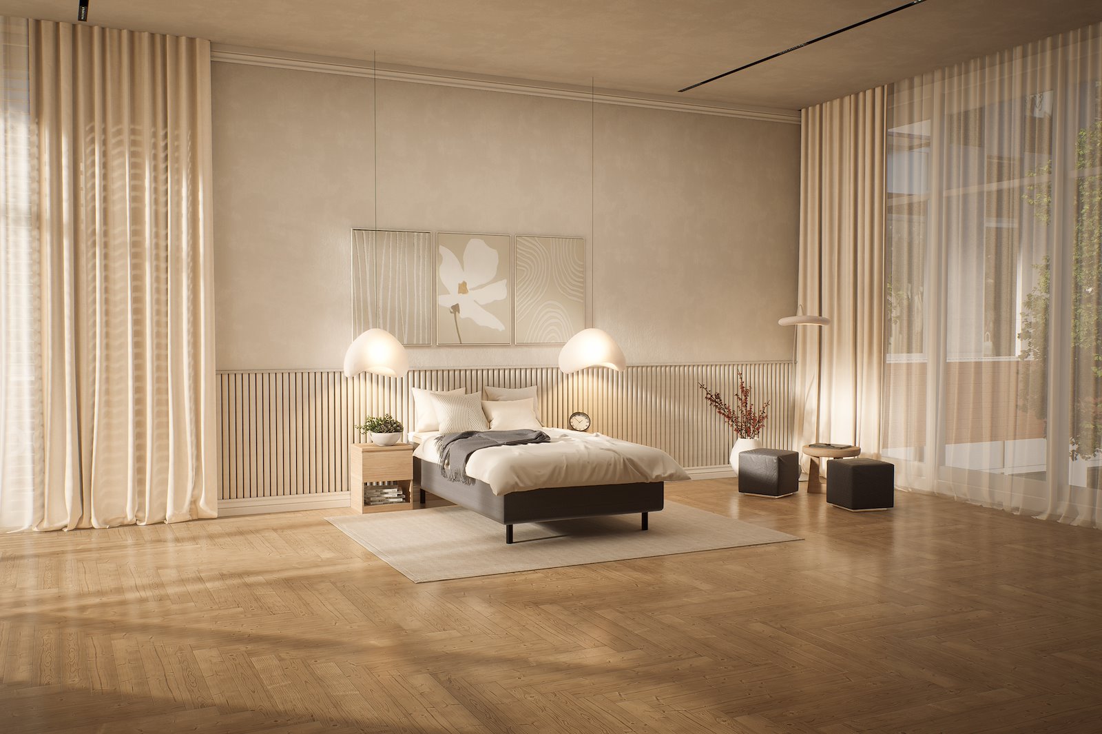 Premium 10 rammeseng Tekstil Storm 97 grå. Fast liggekomfort, Premium 10 overmadrass og runde sorte 15 ben.
