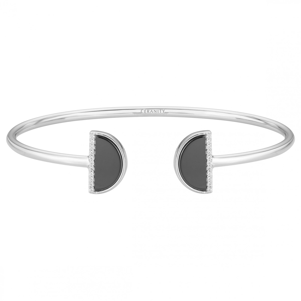 Jonc ouvert en Argent avec oxyde de zirconium blanc