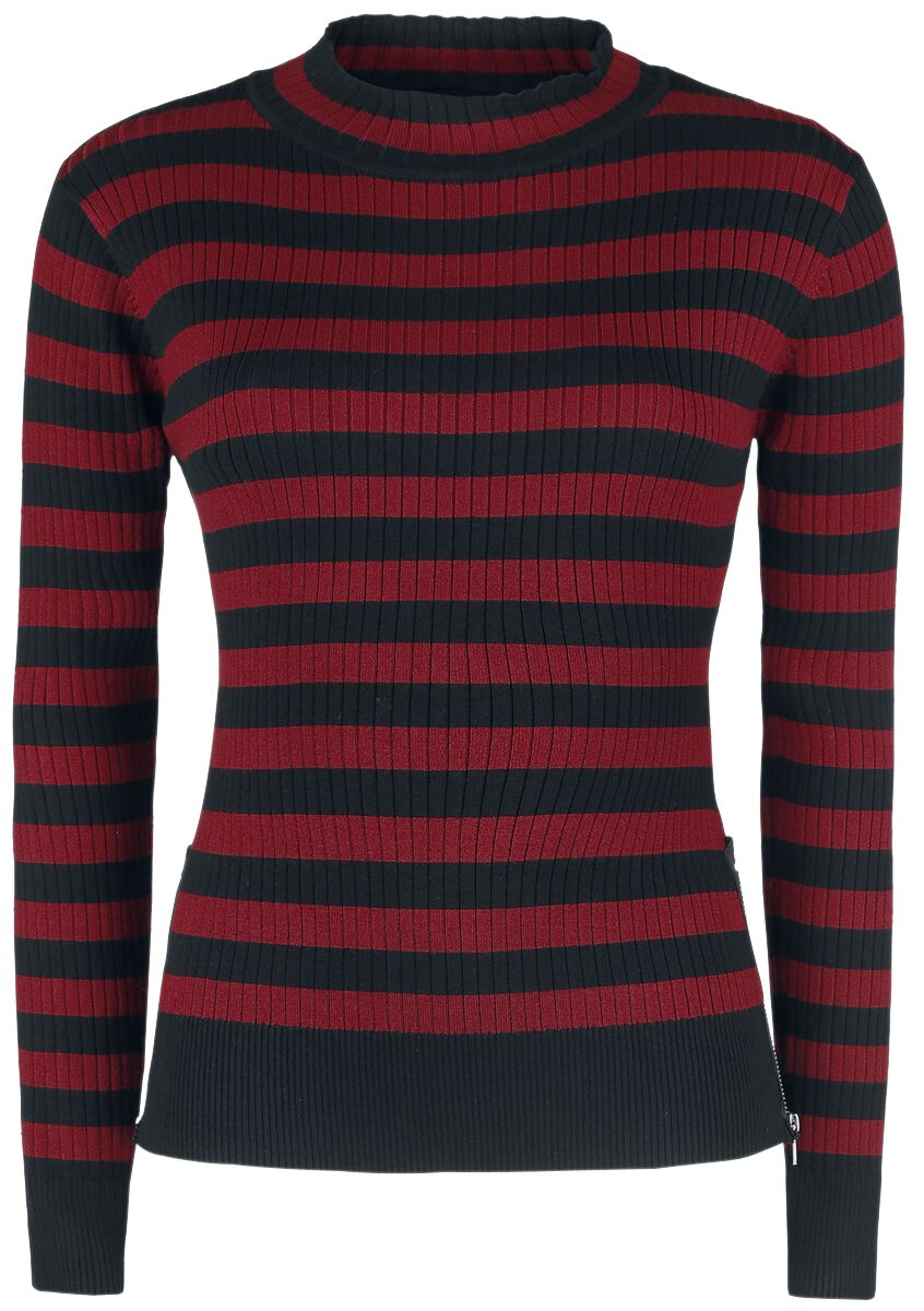 Pull Menace Rayé Rouge & Noir  | Jawbreaker Pull tricoté