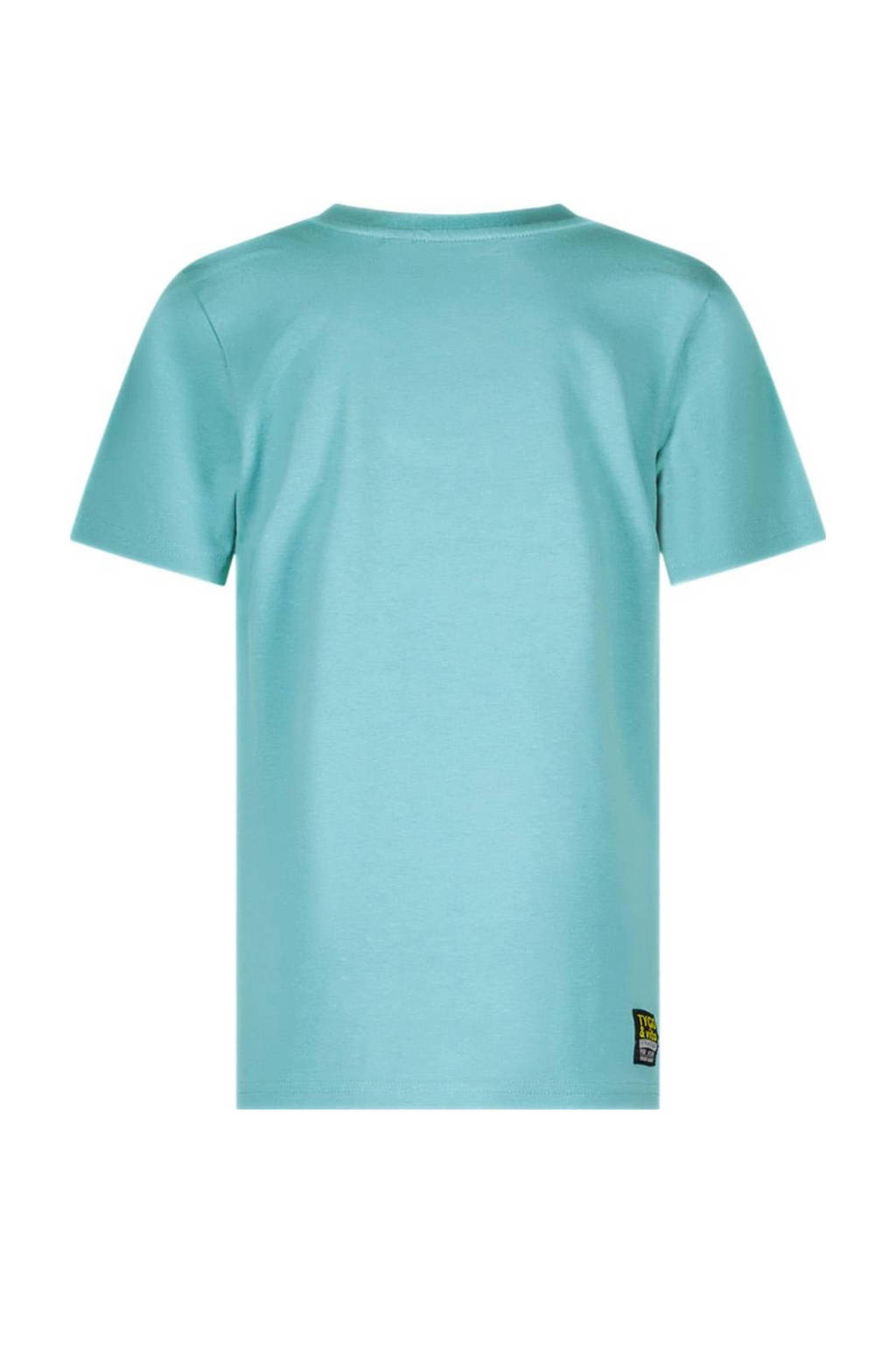 TYGO & vito T-shirt Toby met printopdruk aquablauw
