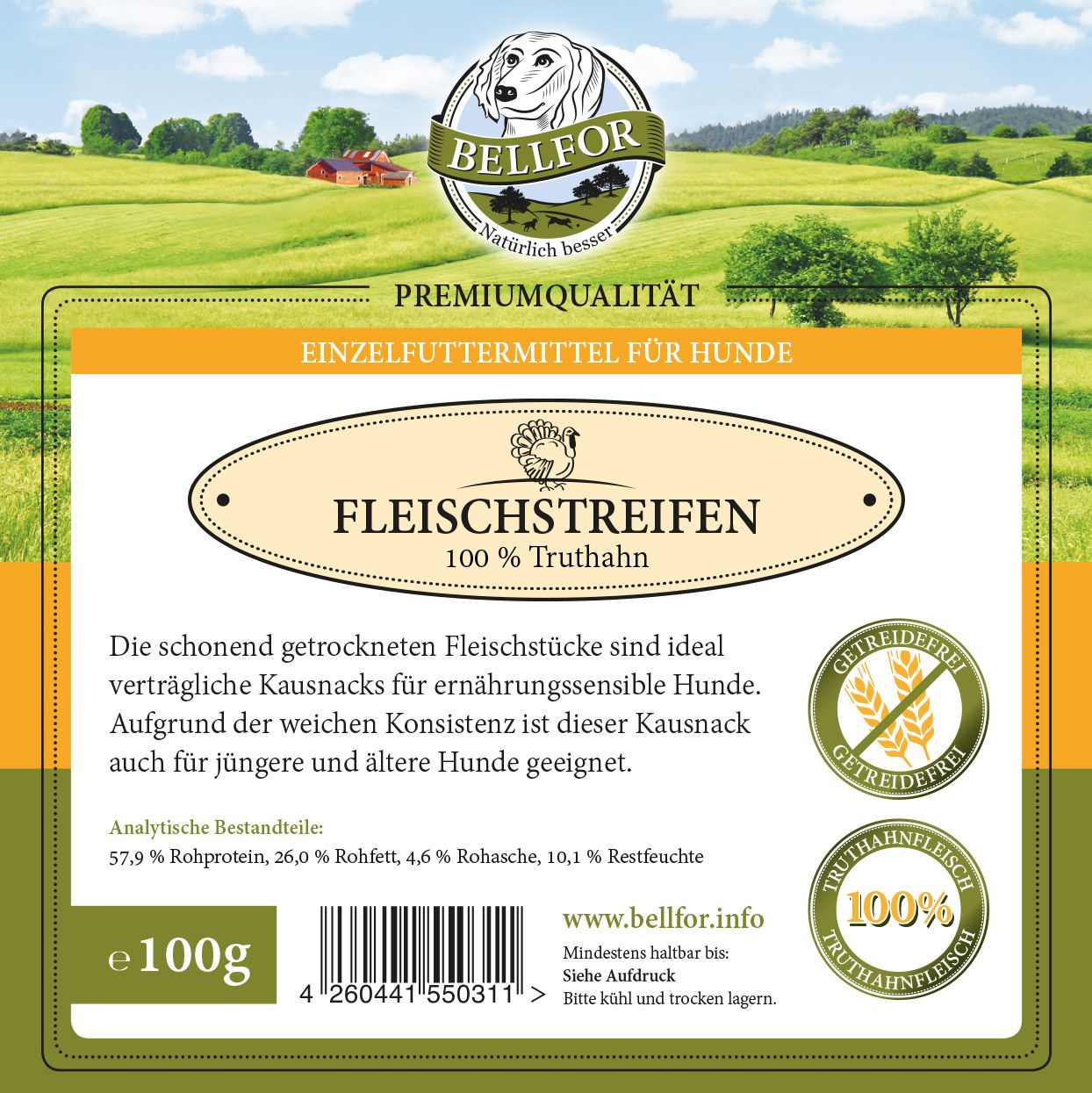 Bellfor Sparset Nr. 3 - Wiesen-Schmaus + Fleischstreifen Truthahn + Fleischstreifen Ente