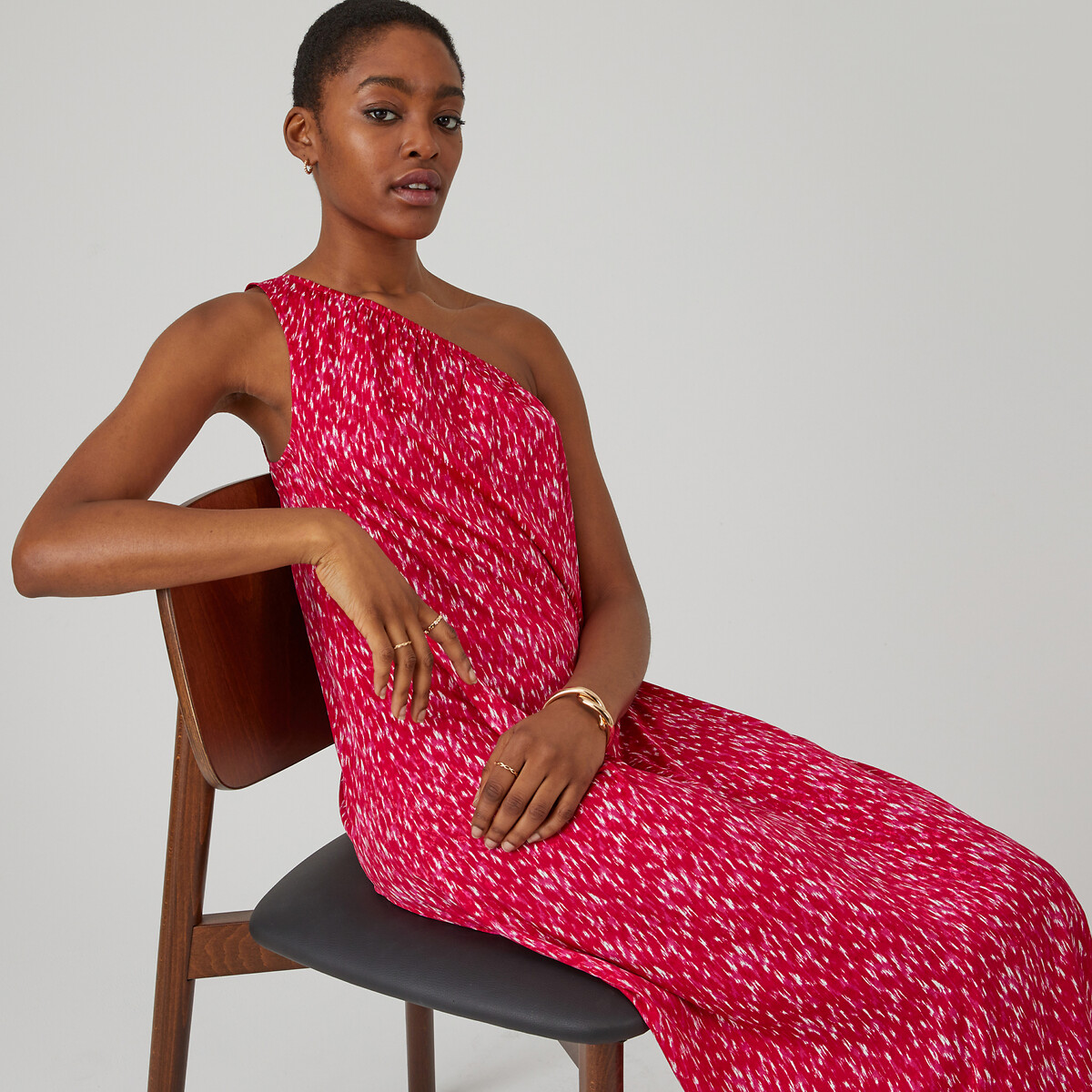 COLEÇÕES LA REDOUTE<br>Vestido longo assimétrico com alça de um ombro só