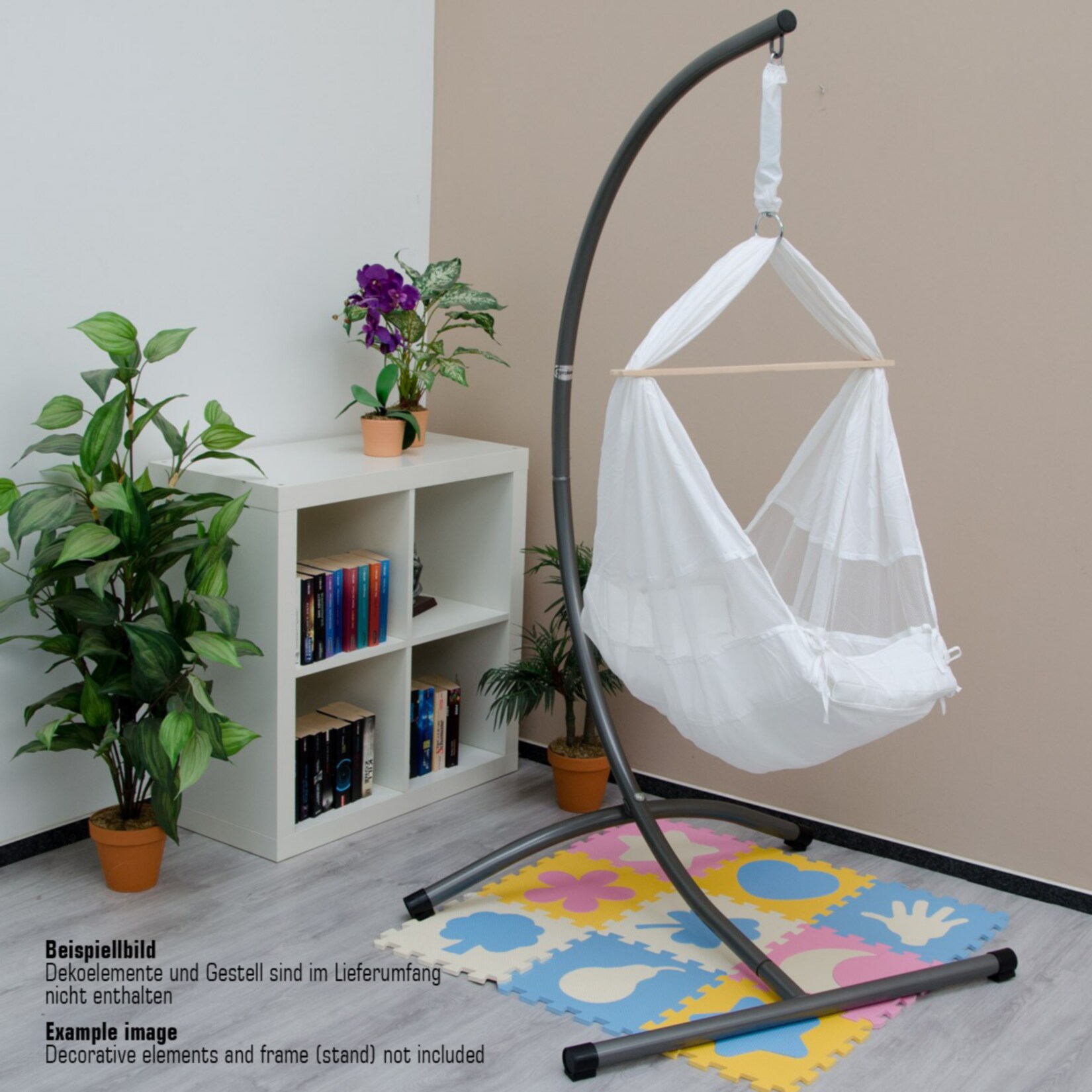 Babyhängematte Baby-Feder-Wiege mit Spreizstab | 100% Baumwolle Naturstoff | Kinderhängematte Hängew